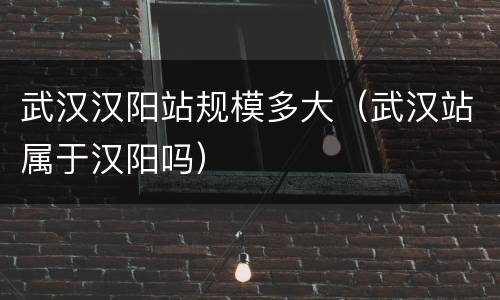 武汉汉阳站规模多大（武汉站属于汉阳吗）