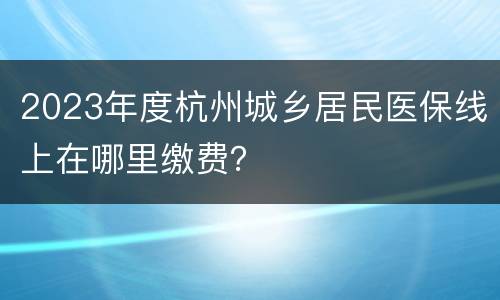 2023年度杭州城乡居民医保线上在哪里缴费？