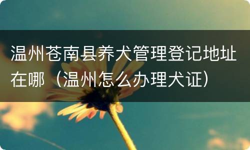 温州苍南县养犬管理登记地址在哪（温州怎么办理犬证）