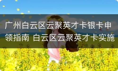 广州白云区云聚英才卡银卡申领指南 白云区云聚英才卡实施细则