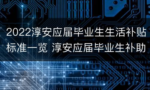 2022淳安应届毕业生生活补贴标准一览 淳安应届毕业生补助