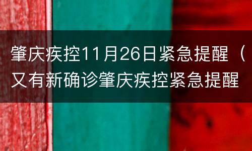 肇庆疾控11月26日紧急提醒（又有新确诊肇庆疾控紧急提醒）