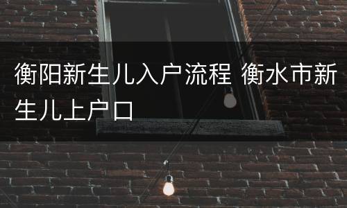 衡阳新生儿入户流程 衡水市新生儿上户口