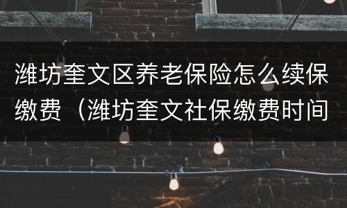 潍坊奎文区养老保险怎么续保缴费（潍坊奎文社保缴费时间）