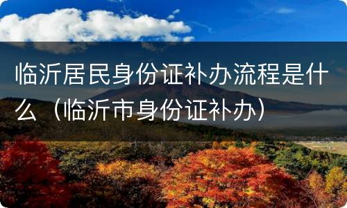 临沂居民身份证补办流程是什么（临沂市身份证补办）