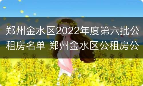 郑州金水区2022年度第六批公租房名单 郑州金水区公租房公示