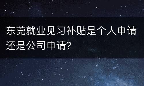 东莞就业见习补贴是个人申请还是公司申请？