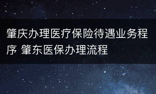 肇庆办理医疗保险待遇业务程序 肇东医保办理流程