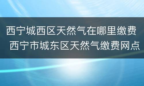西宁城西区天然气在哪里缴费 西宁市城东区天然气缴费网点