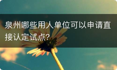 泉州哪些用人单位可以申请直接认定试点？