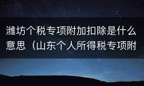 潍坊个税专项附加扣除是什么意思（山东个人所得税专项附加扣除）