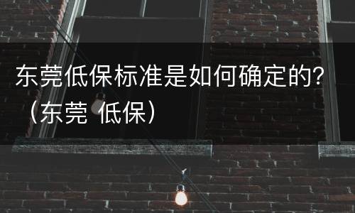 东莞低保标准是如何确定的？（东莞 低保）