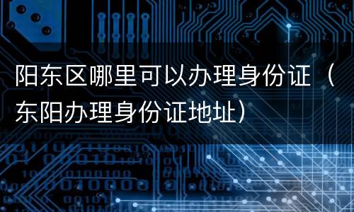 阳东区哪里可以办理身份证（东阳办理身份证地址）