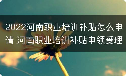 2022河南职业培训补贴怎么申请 河南职业培训补贴申领受理条件