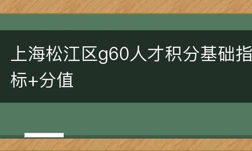上海松江区g60人才积分基础指标+分值
