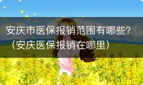 安庆市医保报销范围有哪些？（安庆医保报销在哪里）