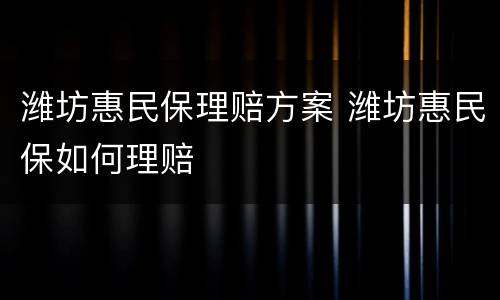 潍坊惠民保理赔方案 潍坊惠民保如何理赔