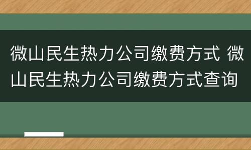 微山民生热力公司缴费方式 微山民生热力公司缴费方式查询