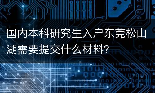 国内本科研究生入户东莞松山湖需要提交什么材料？