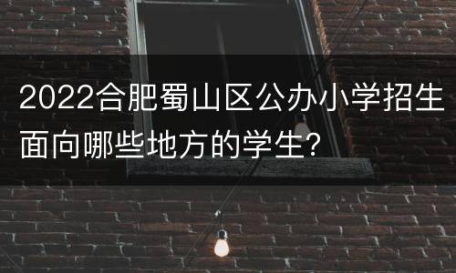 2022合肥蜀山区公办小学招生面向哪些地方的学生？