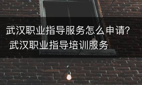 武汉职业指导服务怎么申请？ 武汉职业指导培训服务