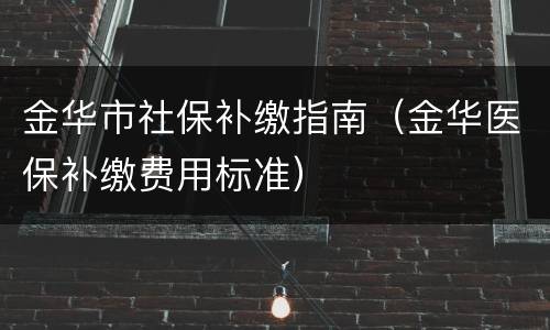 金华市社保补缴指南（金华医保补缴费用标准）