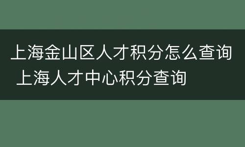 上海金山区人才积分怎么查询 上海人才中心积分查询