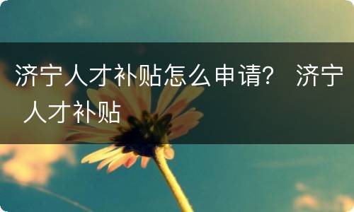 济宁人才补贴怎么申请？ 济宁 人才补贴