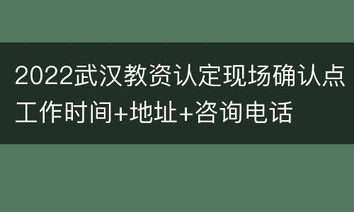 2022武汉教资认定现场确认点工作时间+地址+咨询电话