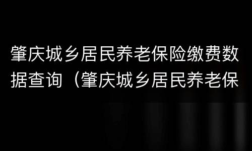 肇庆城乡居民养老保险缴费数据查询（肇庆城乡居民养老保险缴费数据查询系统）