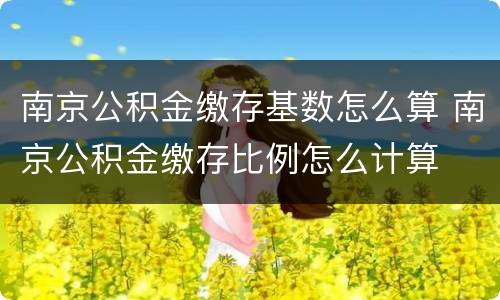 南京公积金缴存基数怎么算 南京公积金缴存比例怎么计算