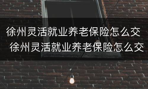 徐州灵活就业养老保险怎么交 徐州灵活就业养老保险怎么交不上