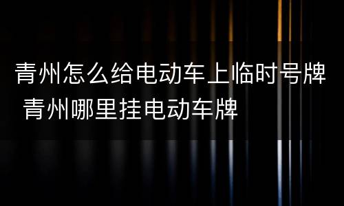 青州怎么给电动车上临时号牌 青州哪里挂电动车牌