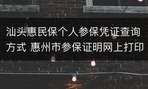 汕头惠民保个人参保凭证查询方式 惠州市参保证明网上打印