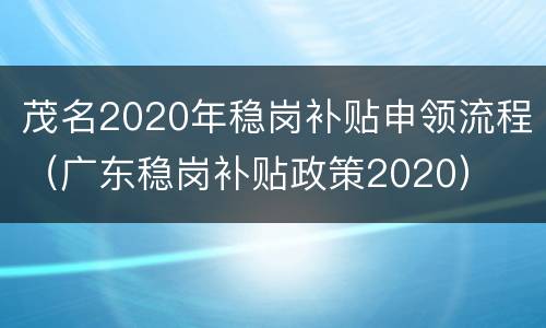 茂名2020年稳岗补贴申领流程（广东稳岗补贴政策2020）