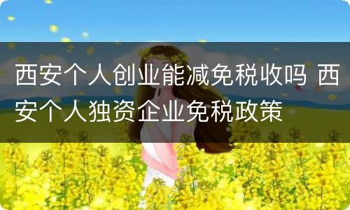 西安个人创业能减免税收吗 西安个人独资企业免税政策
