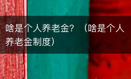 啥是个人养老金？（啥是个人养老金制度）