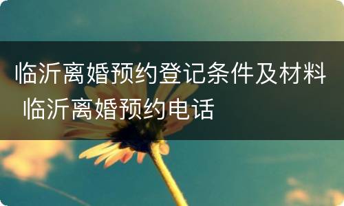 临沂离婚预约登记条件及材料 临沂离婚预约电话