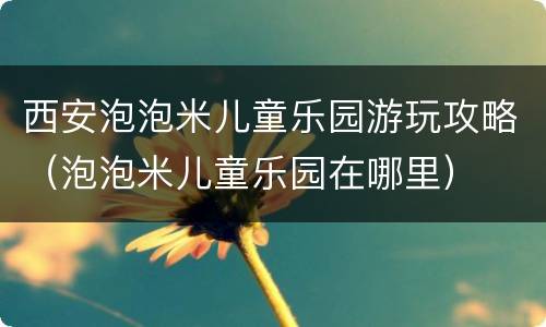 西安泡泡米儿童乐园游玩攻略（泡泡米儿童乐园在哪里）