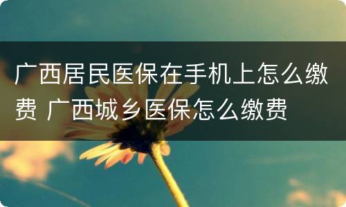 广西居民医保在手机上怎么缴费 广西城乡医保怎么缴费