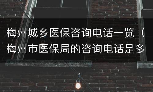 梅州城乡医保咨询电话一览（梅州市医保局的咨询电话是多少）