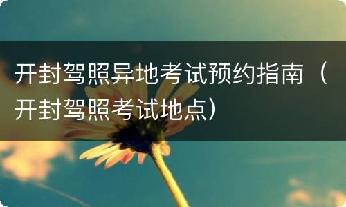 开封驾照异地考试预约指南（开封驾照考试地点）