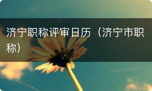 济宁职称评审日历（济宁市职称）