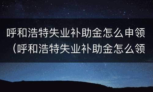 呼和浩特失业补助金怎么申领（呼和浩特失业补助金怎么领取）