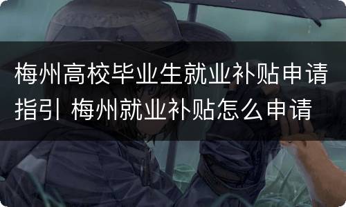 梅州高校毕业生就业补贴申请指引 梅州就业补贴怎么申请