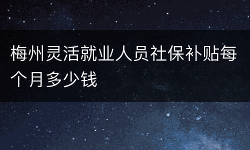 梅州灵活就业人员社保补贴每个月多少钱