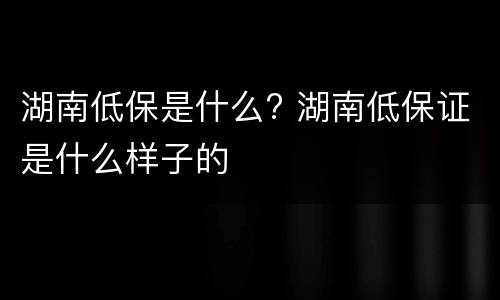 湖南低保是什么? 湖南低保证是什么样子的