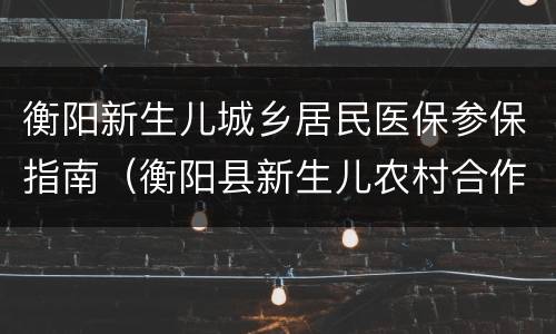 衡阳新生儿城乡居民医保参保指南（衡阳县新生儿农村合作医疗在哪里买）