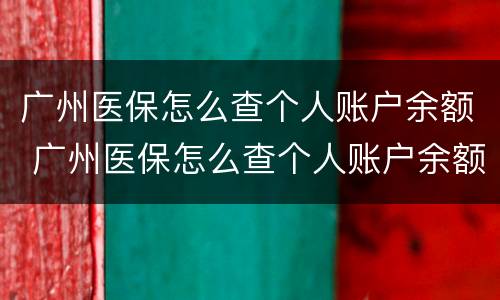 广州医保怎么查个人账户余额 广州医保怎么查个人账户余额查询
