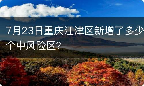 7月23日重庆江津区新增了多少个中风险区？